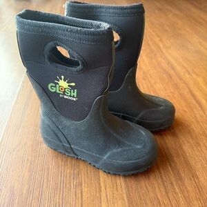 BOGS Glosh Rain Boots Kids 8 Black Waterproof Pull On Youth EU 24 Garden Farm